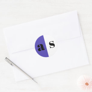 Sticker Rond Élégant mariage monogramme bleu violet