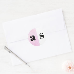 Sticker Rond Élégant mariage monogramme couleur rose