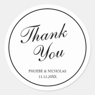 Sticker Rond Élégant Mariage noir et blanc élégant