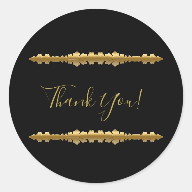 Sticker Rond Elégant Mariage Ornemental Luxe Or (Devant)