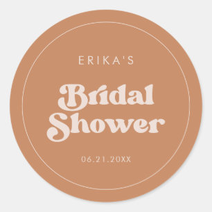 Sticker Rond Élégant mariage rétro brun sucre