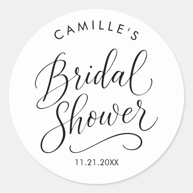 Sticker Rond Élégant Mariage Script (Devant)