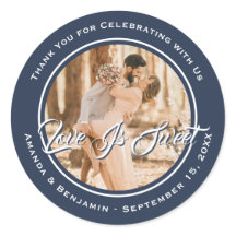 Élégant Marine Blue Love Is Sweet Mariage Photo