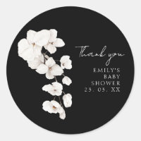 Élégant Merci Baby Shower Orchidée Noir et Blanc