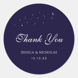 Sticker Rond Élégant Merci céleste Script Mariage Faveur
