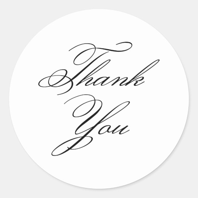 Sticker Rond Élégant Merci classique de calligraphie (Devant)