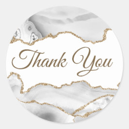Sticker Rond Élégant Merci d'Agate Blanc