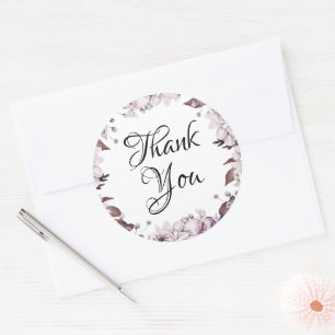Sticker Rond Élégant Merci de fleurs violettes
