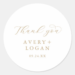 Sticker Rond Elégant Merci de script or mariage Faveur