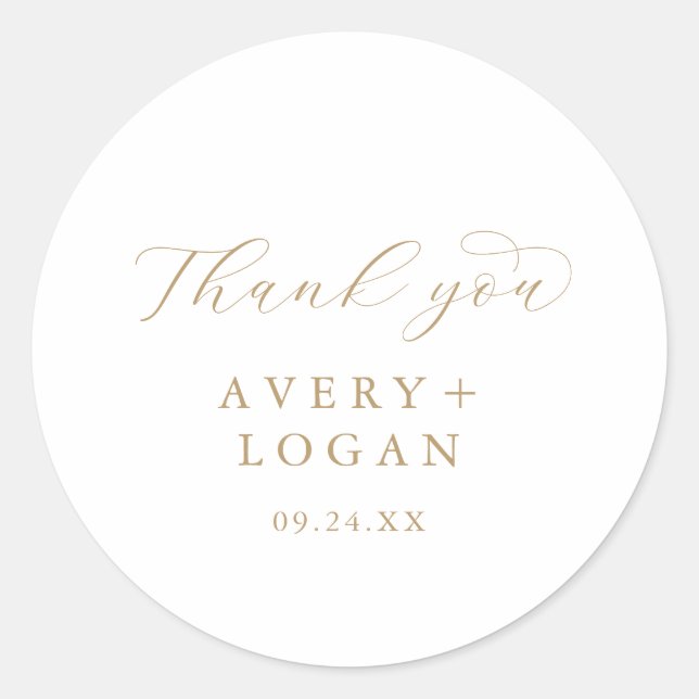 Sticker Rond Elégant Merci de script or mariage Faveur (Devant)