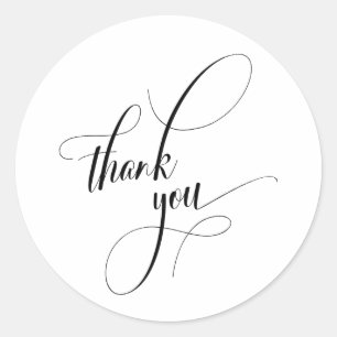 Sticker Rond Élégant Merci de typographie de script simple