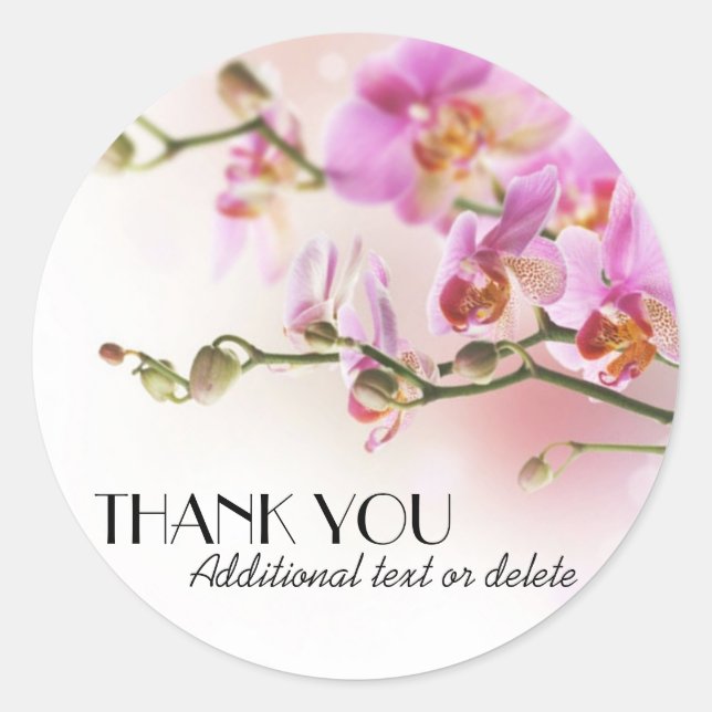 Sticker Rond Élégant Merci d'orchidées (Devant)