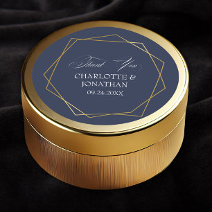 Sticker Rond Elégant Merci géométrique Or mariage Faveur