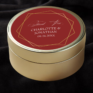 Sticker Rond Elégant Merci géométrique Or mariage Faveur