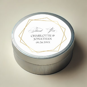 Sticker Rond Elégant Merci géométrique Or mariage Faveur