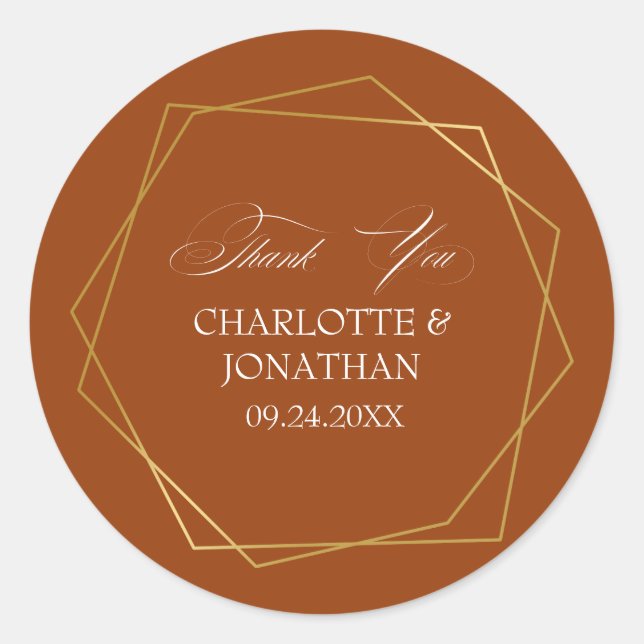 Sticker Rond Elégant Merci géométrique Or mariage Faveur (Devant)