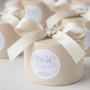 Sticker Rond Élégant Merci neutre crémeux