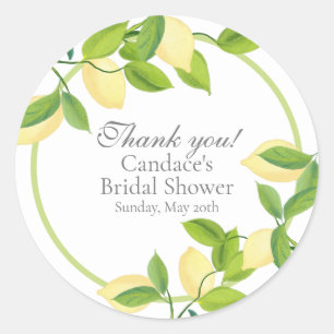 Sticker Rond Élégant Merci nuptial des citrons