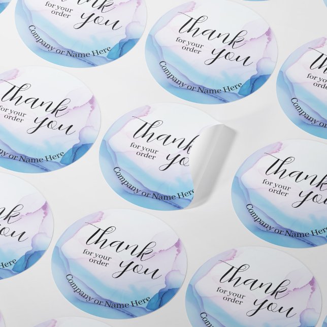 Sticker Rond Elégant Merci professionnel Aquarelle professionne (Elegant Thank You Professional Business Watercolor Classic Round Sticker)