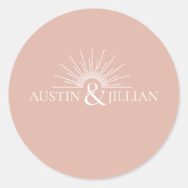 Sticker Rond Élégant minimal Mariage moderne Enveloppe Carré Cl