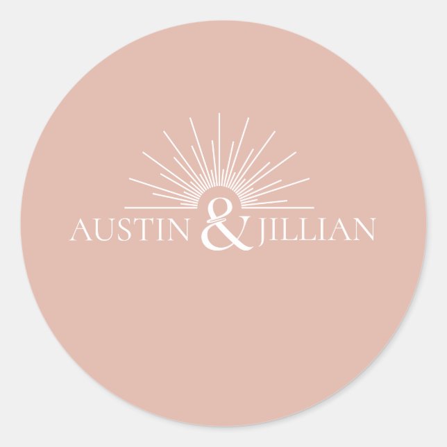 Sticker Rond Élégant minimal Mariage moderne Enveloppe Carré Cl (Devant)