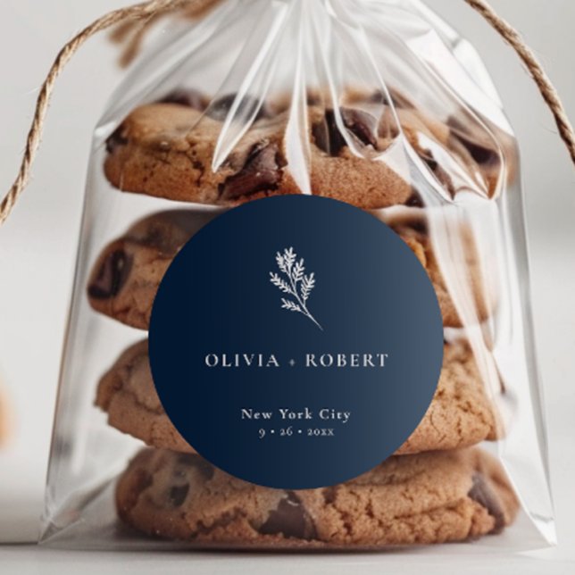 Sticker Rond Elegant Minimalist Botanical Wedding (Créateur téléchargé)