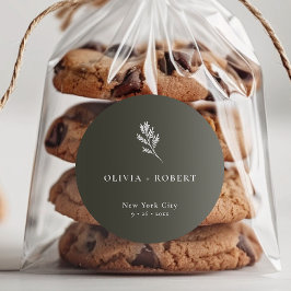 Sticker Rond Elegant Minimalist Botanical Wedding