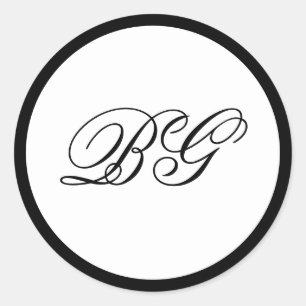 Sticker Rond Élégant minimaliste noir blanc Mariage