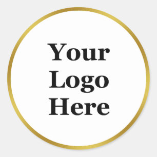 Sticker Rond Élégant Modèle blanc et or Votre logo ici