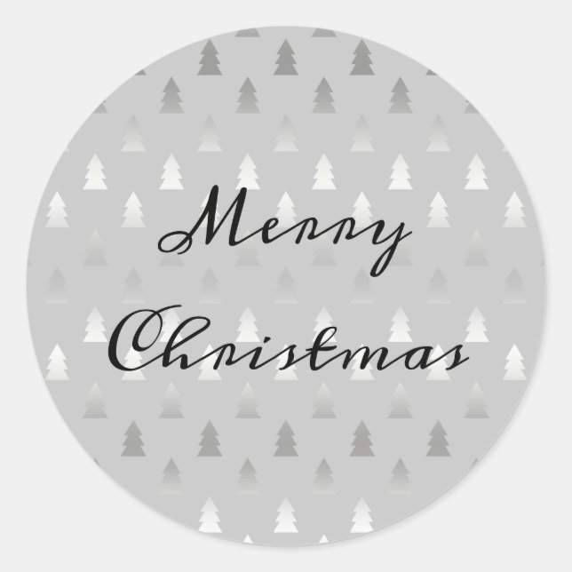 Sticker Rond élégant moderne argent motif de Noël (Devant)