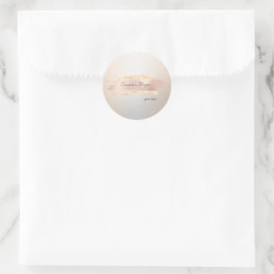 Sticker Rond Élégant Moderne, Chic Rose Gold Pinceau Stroke