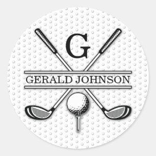 Sticker Rond Elegant Monogr de golf...
