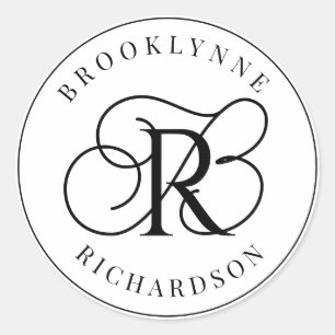 Sticker Rond Élégant monogramme