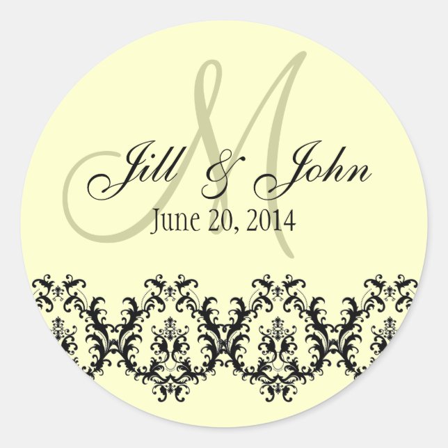 Sticker Rond Élégant Monogramme de crème de mariage Enregistrer (Devant)