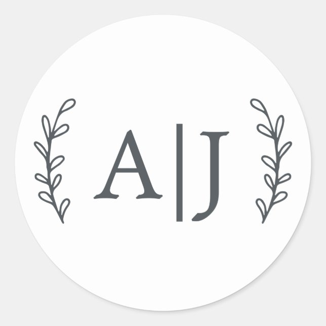 Sticker Rond Élégant Monogramme Initiales Mariage Adresse de re (Devant)