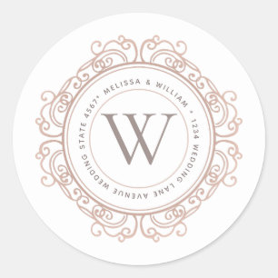 Sticker Rond Élégant Monogramme Moderne Enveloppe Enveloppe Sce