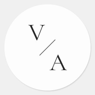 Sticker Rond Élégant Monogramme moderne Mariage noir et blanc