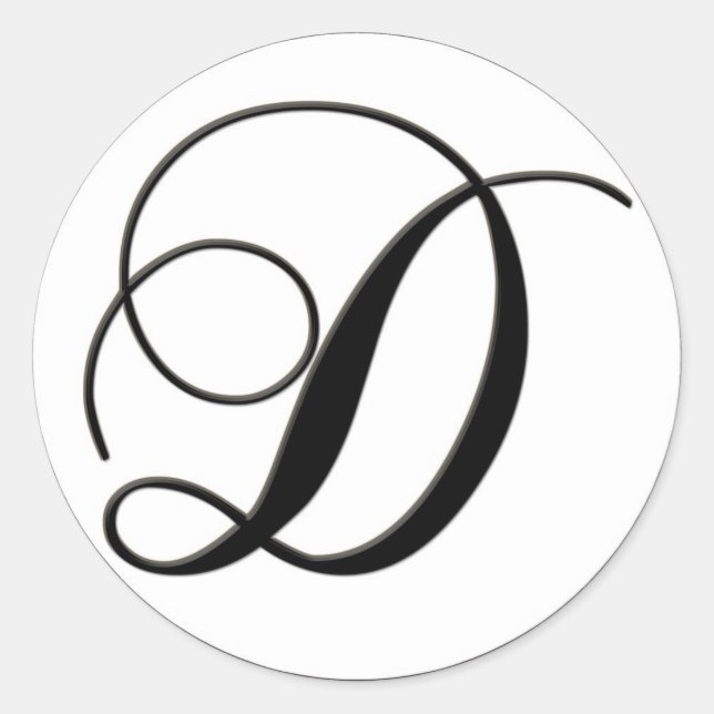 Sticker Rond Élégant Monogramme noir et blanc D (Devant)