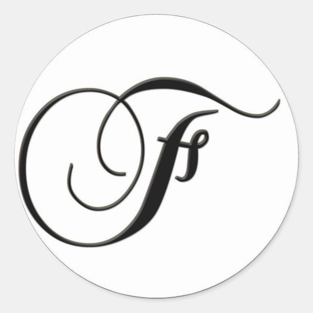 Sticker Rond Élégant Monogramme noir et blanc F (Devant)