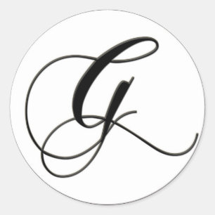 Sticker Rond Élégant Monogramme noir et blanc G