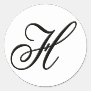 Sticker Rond Élégant Monogramme noir et blanc H