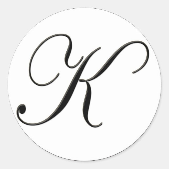 Sticker Rond Élégant Monogramme noir et blanc K (Devant)
