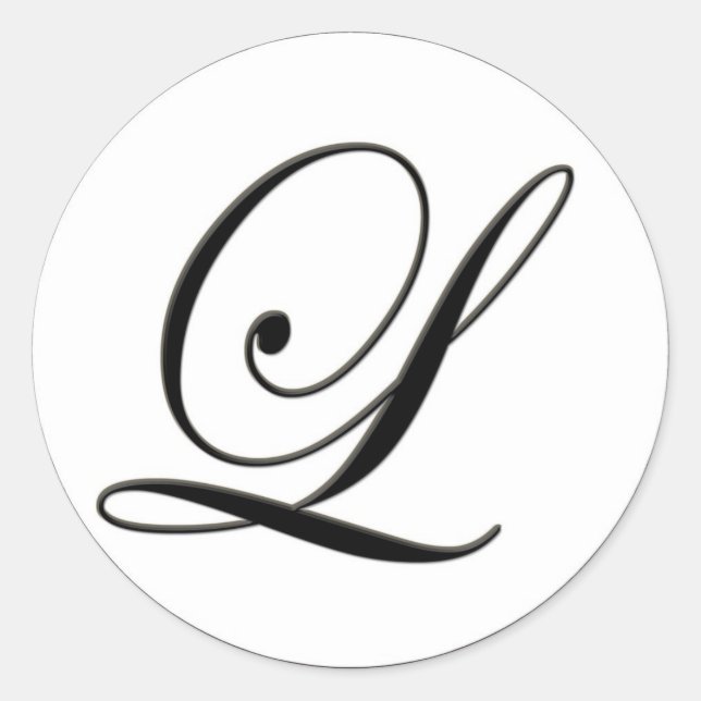 Sticker Rond Élégant Monogramme noir et blanc L (Devant)