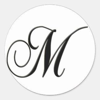 Sticker Rond Élégant Monogramme noir et blanc M