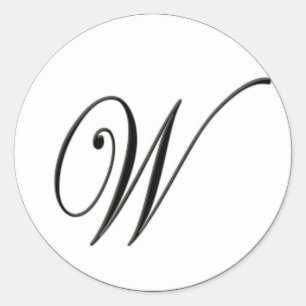 Sticker Rond Élégant Monogramme noir et blanc W