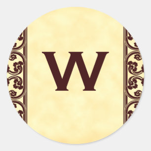 Sticker Rond Élégant monogramme personnel en Brown