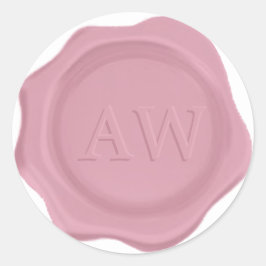 Sticker Rond Élégant monogramme rose rose Mariage sceau de cire