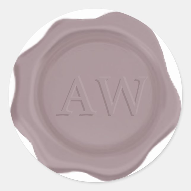 Sticker Rond Élégant Monogramme violet Mariage de cire sceau (Devant)