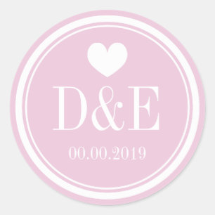 Sticker Rond Élégant monogrammed rose de mariage