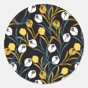 Sticker Rond Élégant motif floral de Tulipe